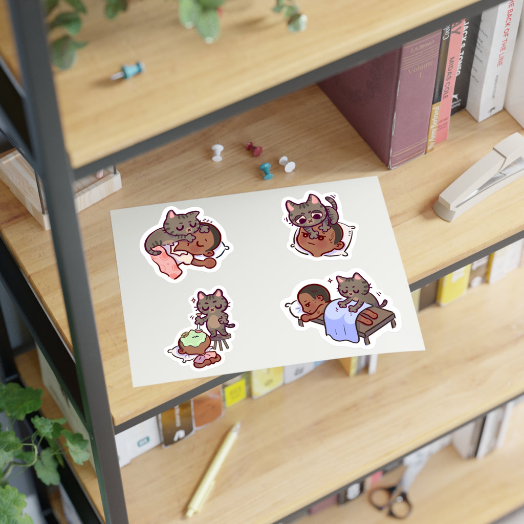 Dr. Bubby Sticker Sheet: Cozy Kitten Sleep & Nap Scene Stickers
