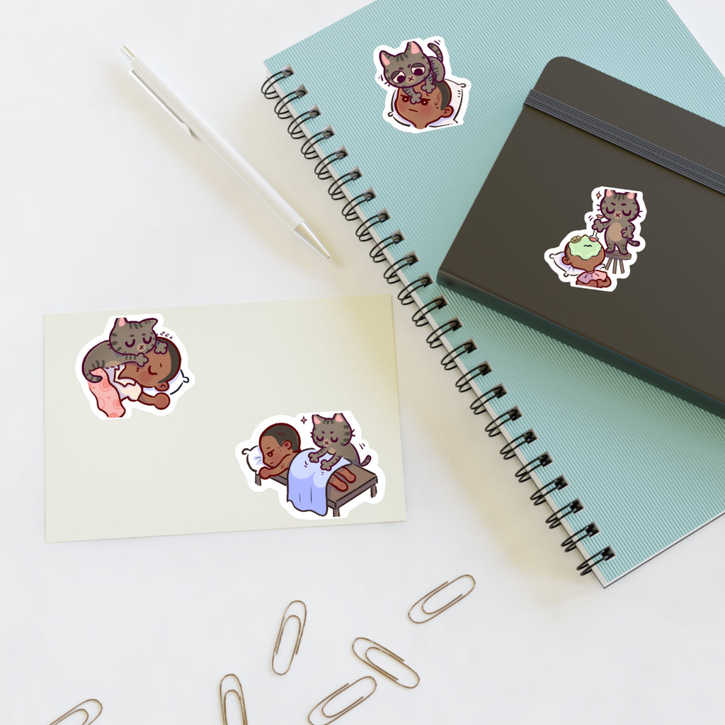 Dr. Bubby Sticker Sheet: Cozy Kitten Sleep & Nap Scene Stickers