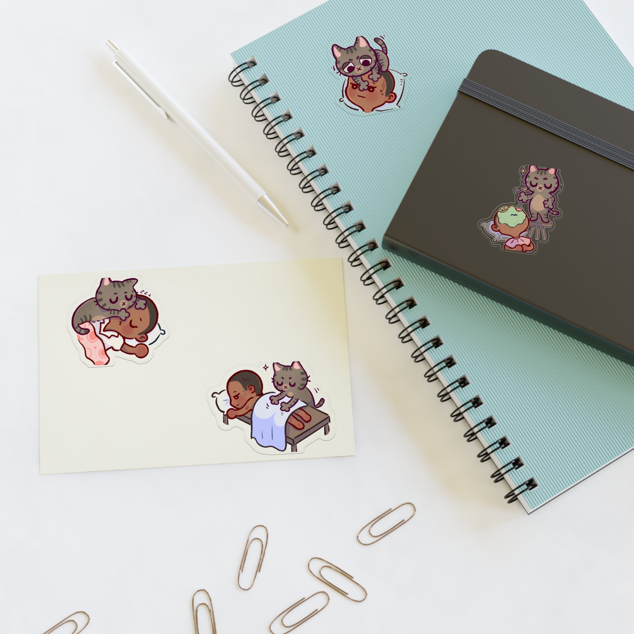 Dr. Bubby Sticker Sheet: Cozy Kitten Sleep & Nap Scene Stickers