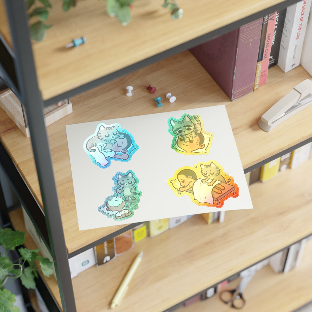 Dr. Bubby Sticker Sheet: Cozy Kitten Sleep & Nap Scene Stickers