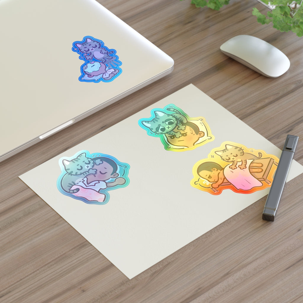 Dr. Bubby Sticker Sheet: Cozy Kitten Sleep & Nap Scene Stickers
