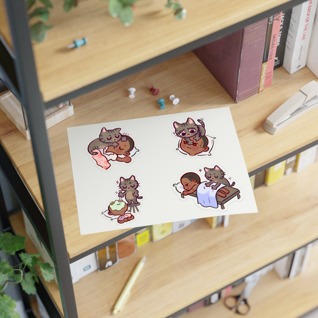 Dr. Bubby Sticker Sheet: Cozy Kitten Sleep & Nap Scene Stickers