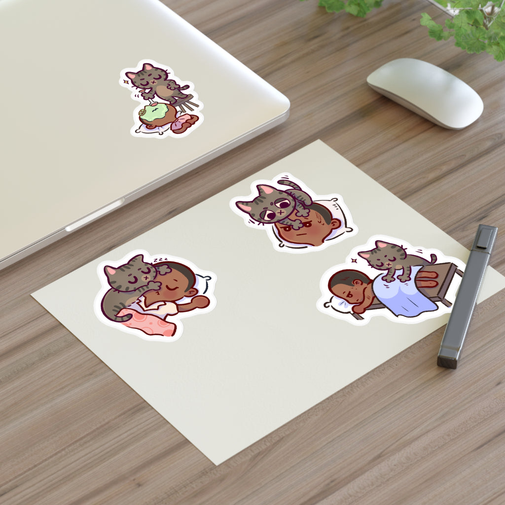 Dr. Bubby Sticker Sheet: Cozy Kitten Sleep & Nap Scene Stickers