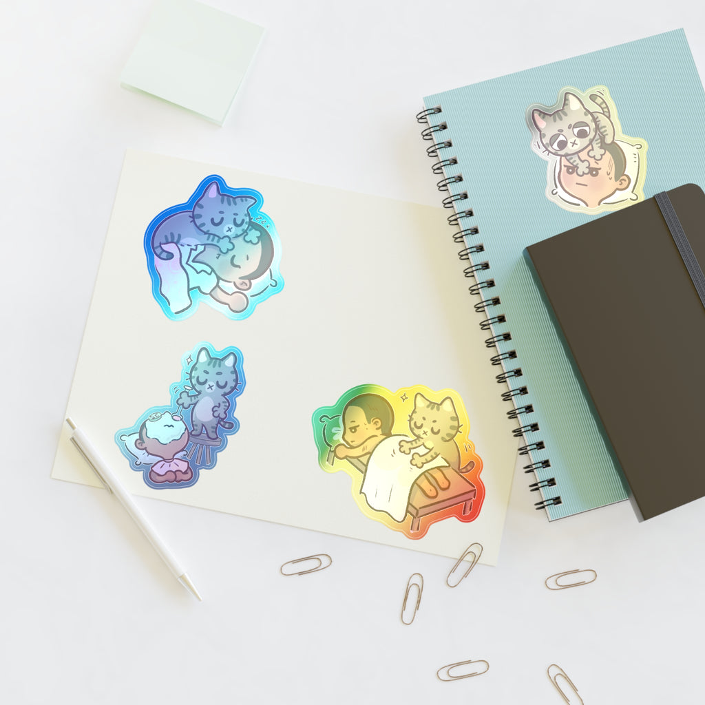 Dr. Bubby Sticker Sheet: Cozy Kitten Sleep & Nap Scene Stickers