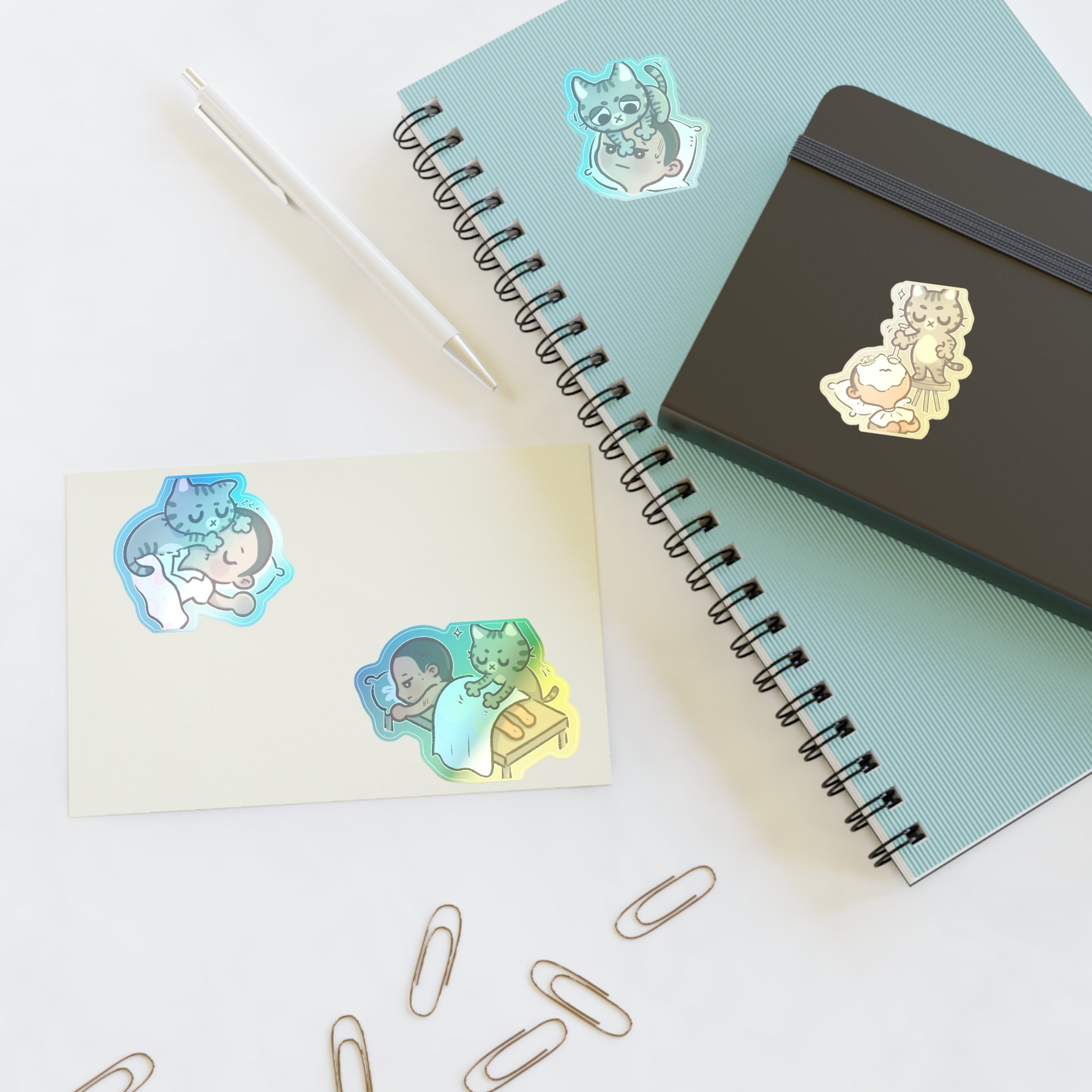 Dr. Bubby Sticker Sheet: Cozy Kitten Sleep & Nap Scene Stickers