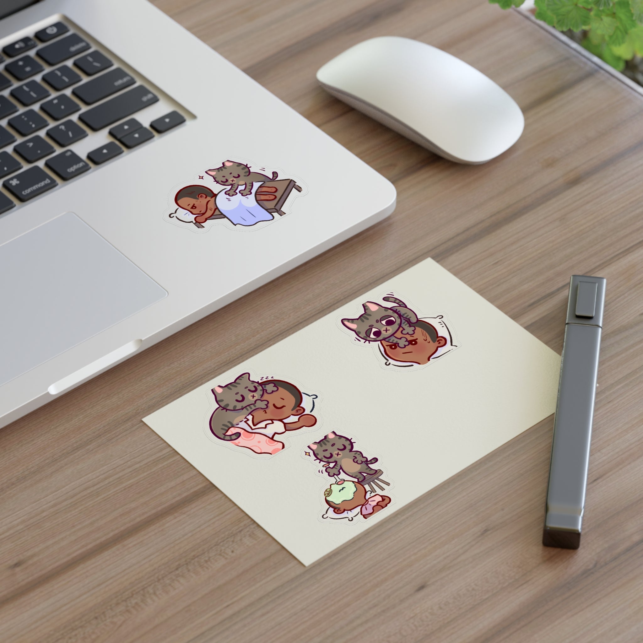 Dr. Bubby Sticker Sheet: Cozy Kitten Sleep & Nap Scene Stickers